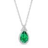 Zales Pear-Shaped Green Quartz Doublet And White Lab-Created Sapphire Frame Split Bail Pendant In Sterling Silver Necklaces