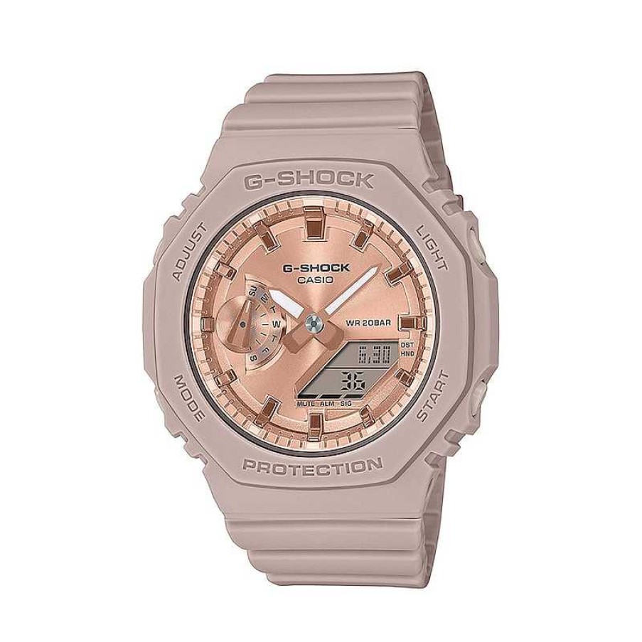 Casio Ladies' Casio G-Shock Classic Analog-Digital Pink Resin Strap Watch With Pink Dial (Model: Gmas2100Md4A) Watches