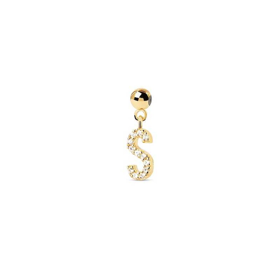 Zales Pdpaola At Zales Cubic Zirconia Letter "S" Initial Bead Charm In Sterling Silver With 18K Gold Plate Necklaces