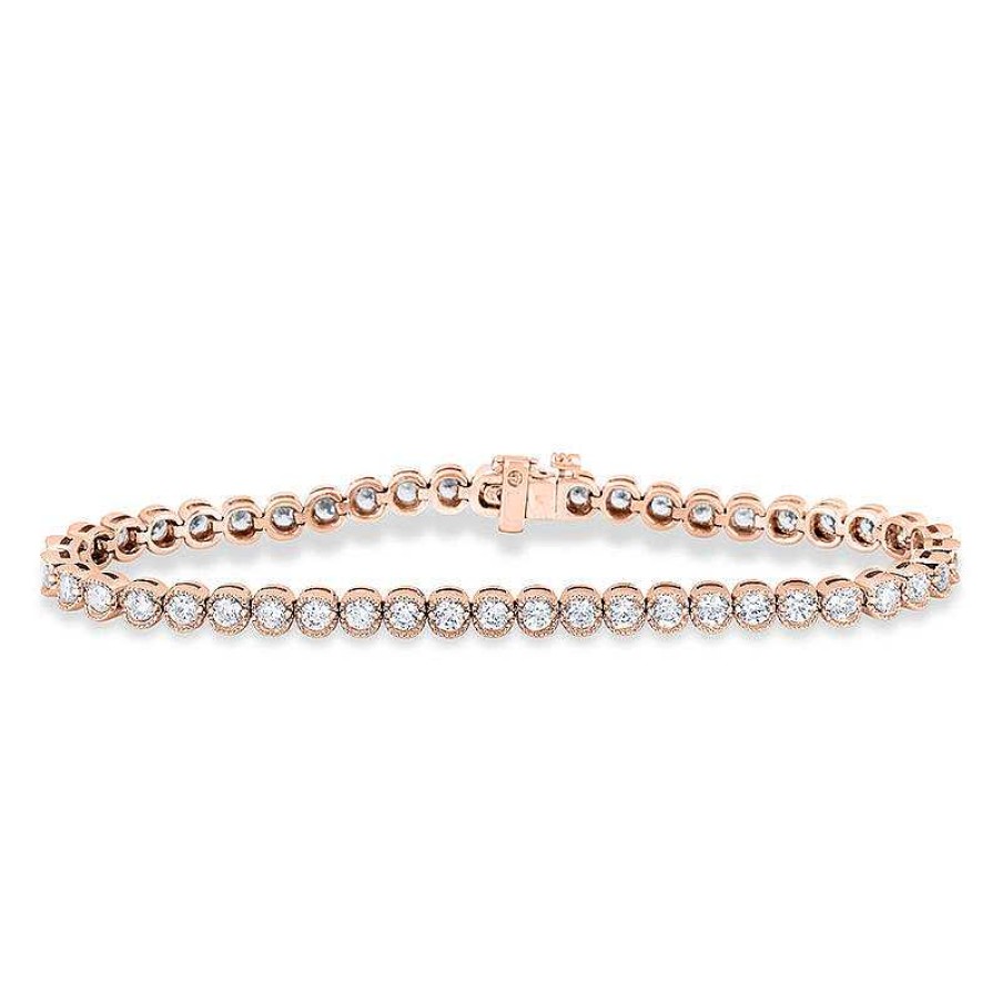 Zales 3 Ct. T.W. Diamond Vintage-Style Tennis Bracelet In 14K Rose Gold Bracelets