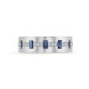 Zales Vera Wang Love Collection Men'S Baguette Blue Sapphire And 1/8 Ct. T.W. Diamond Band In 14K White Gold Rings