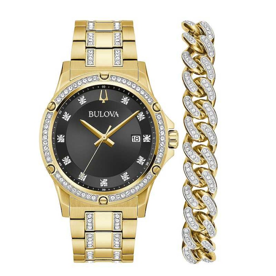 Bulova Men'S Bulova Exclusive Crystal Collection Watch And Bracelet Box Set (Model: 98K118) Watches