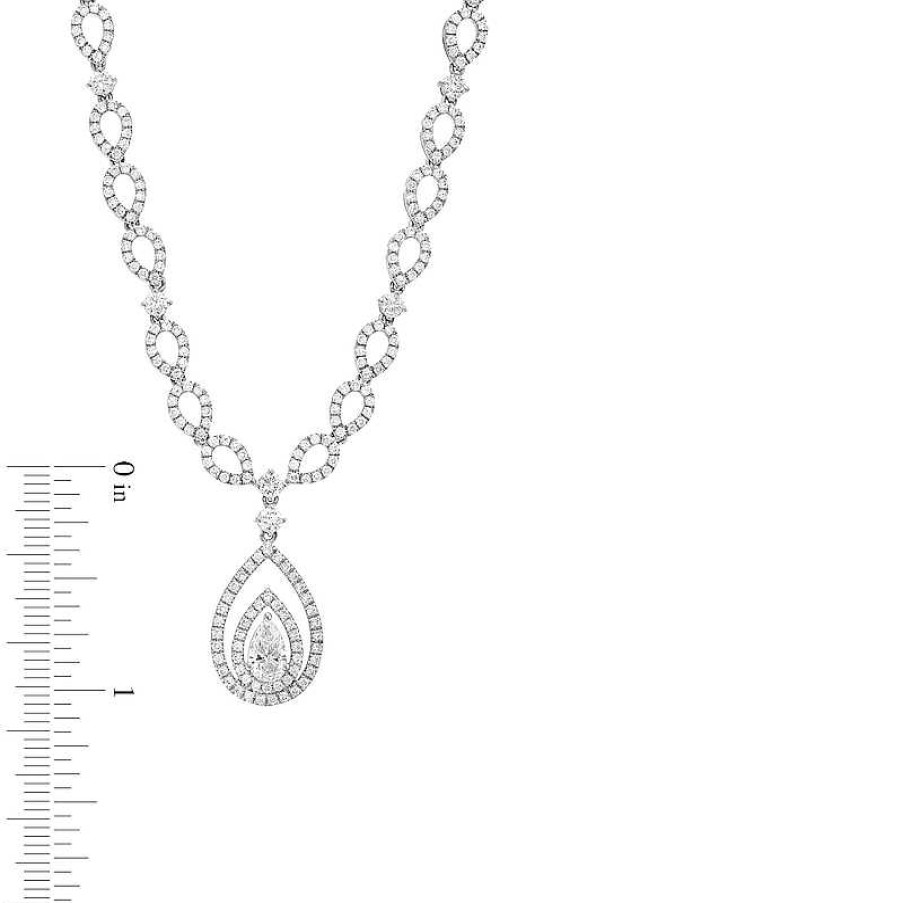 Zales 4 Ct. T.W. Pear-Shaped Lab-Created Diamond Double Halo Necklace In 10K White Gold Necklaces