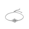 Zales 1/4 Ct. T.W. Clover-Shaped Multi-Diamond Double Swirl Frame Bolo Bracelet In Sterling Silver - 9" Bracelets