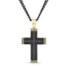 Zales Men'S 1/4 Ct. T.W. Black Enhanced Diamond And Chain Link-Ends Cross Pendant In Stainless Steel And Two-Tone Ip - 24" Necklaces