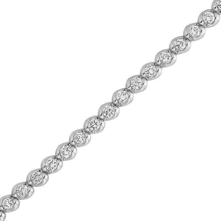 Zales 3 Ct. T.W. Diamond Wave Tennis Bracelet In 14K White Gold Bracelets