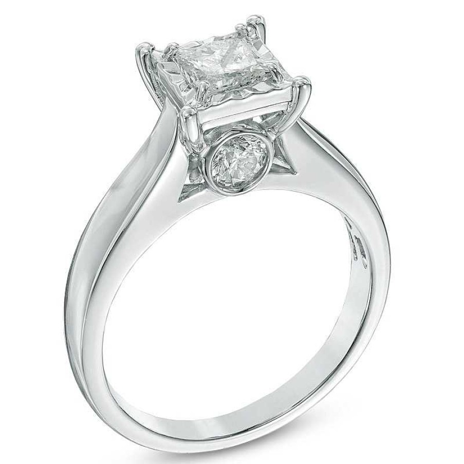 Zales 1 Ct. T.W. Princess-Cut Diamond Engagement Ring In 14K White Gold (J/I3) Rings