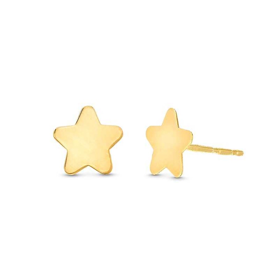 Zales Rounded Star Stud Earrings In 14K Gold Earrings