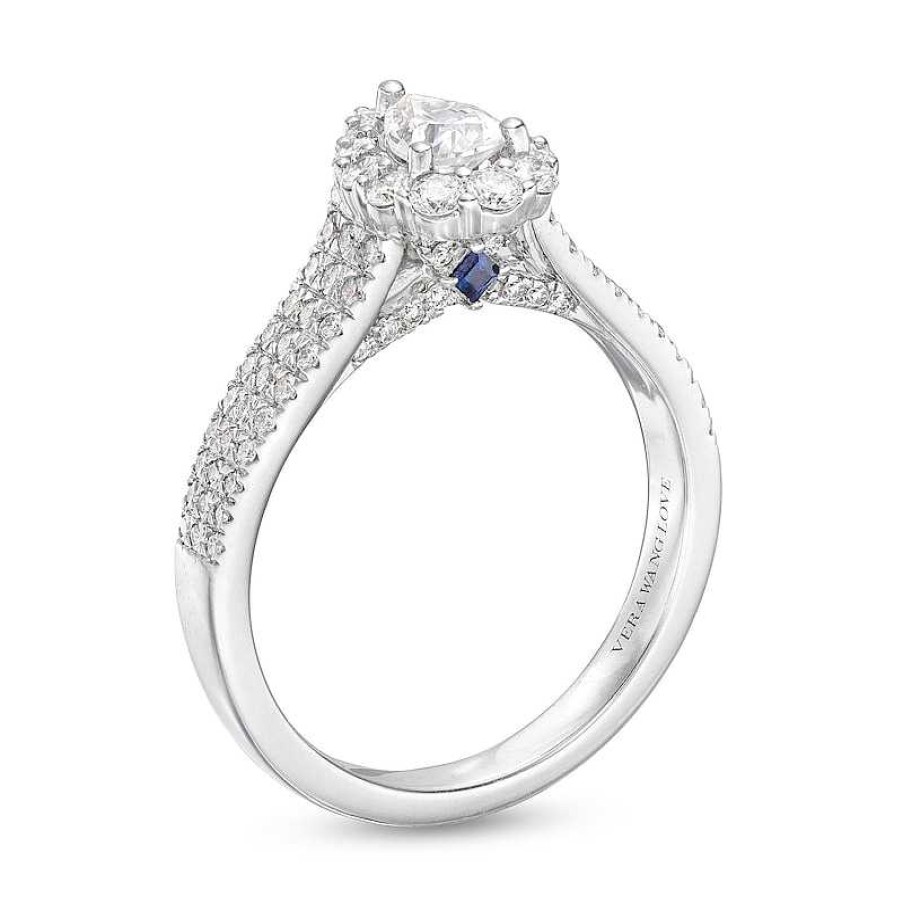 Zales Vera Wang Love Collection 1-1/4 Ct. T.W. Pear-Shaped Diamond Flower Frame Engagement Ring In 14K White Gold (I/Si2) Rings