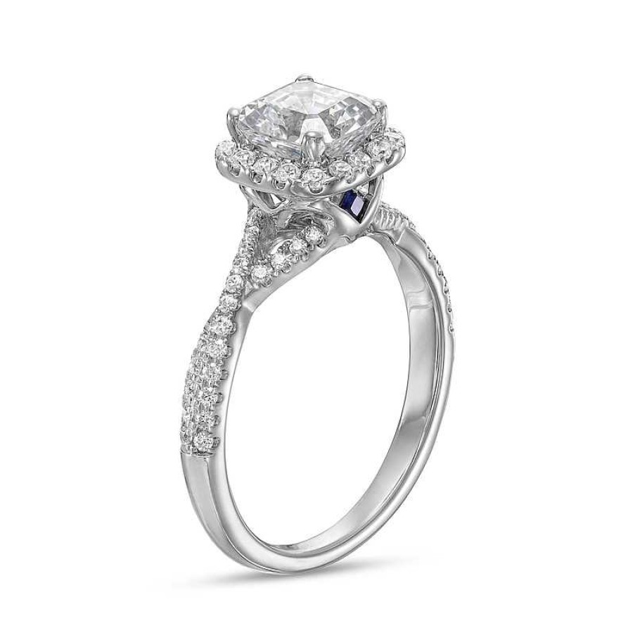 Zales Vera Wang Love Collection 1-1/3 Ct. T.W. Certified Asscher-Cut Diamond Frame Engagement Ring In 14K White Gold (I/Si2) Rings