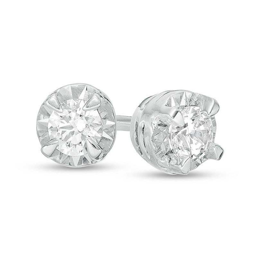 Zales 1/6 Ct. T.W. Diamond Solitaire Stud Earrings In Sterling Silver Earrings