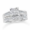 Zales 2 Ct. T.W. Quad Princess-Cut Diamond Bridal Set In 14K White Gold Rings