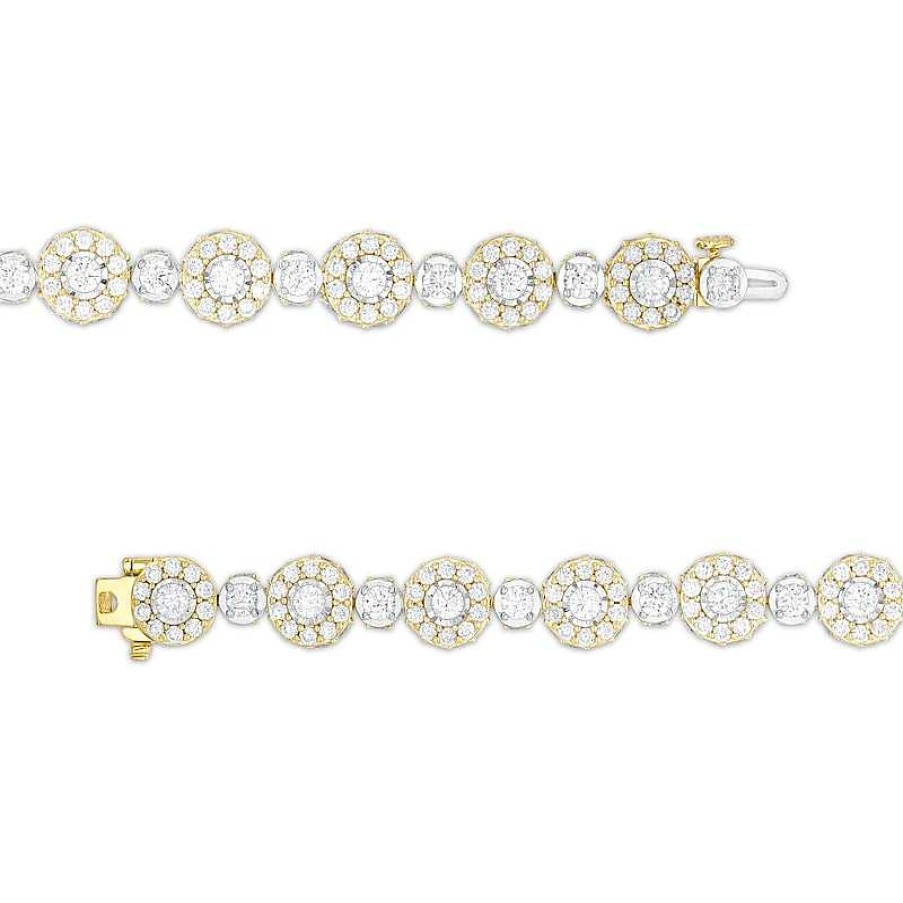 Zales 10 Ct. T.W. Diamond Frame Alternating Line Bracelet In 10K Gold Bracelets