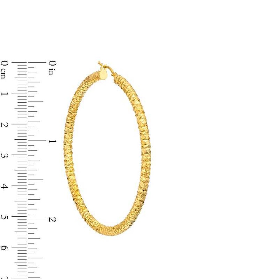 Zales Oro Diamante 50.0Mm Diamond-Cut Tube Hoop Earrings In 14K Gold Earrings