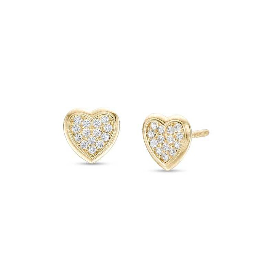 Zales Child'S Cubic Zirconia Cluster Heart Stud Earrings In 14K Gold Earrings