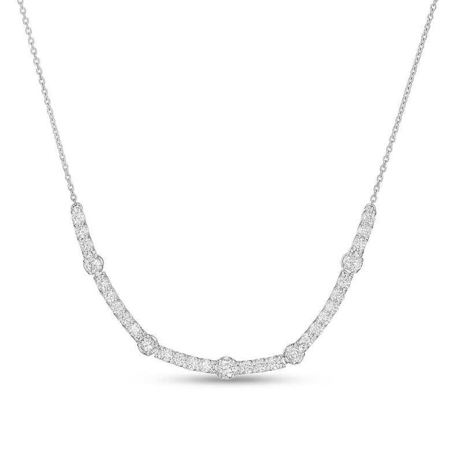 Zales 2 Ct. T.W. Certified Lab-Created Diamond Alternating Necklace In 14K White Gold (F/Si2) Necklaces