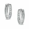 Zales 1/10 Ct. T.W. Diamond Huggie Hoop Earrings In 10K White Gold Earrings