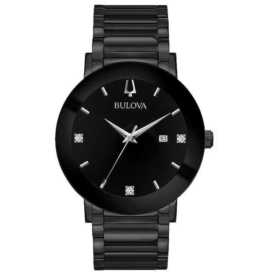 Bulova Men'S Bulova Modern Diamond Accent Black Ip Watch With Black Dial (Model: 98D144) Watches