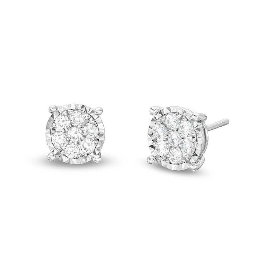 Zales 1/2 Ct. T.W. Multi-Diamond Stud Earrings In 10K White Gold Earrings