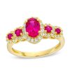 Zales Oval And Round Lab-Created Ruby With White Lab-Created Sapphire Five Stone Ring In Sterling Silver With 14K Gold Plate Rings