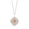 Zales Enchanted Disney Belle 1/5 Ct. T.W. Diamond Ornate Medallion Pendant In Sterling Silver And 10K Rose Gold Necklaces