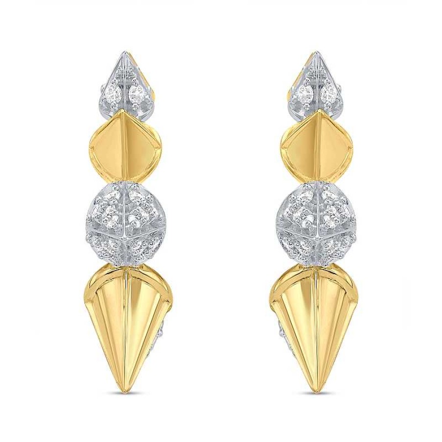 Zales 1/2 Ct. T.W. Certified Lab-Created Diamond Spiky J-Hoop Earrings In Sterling Silver And 10K Gold Plate (F/Si2) Earrings