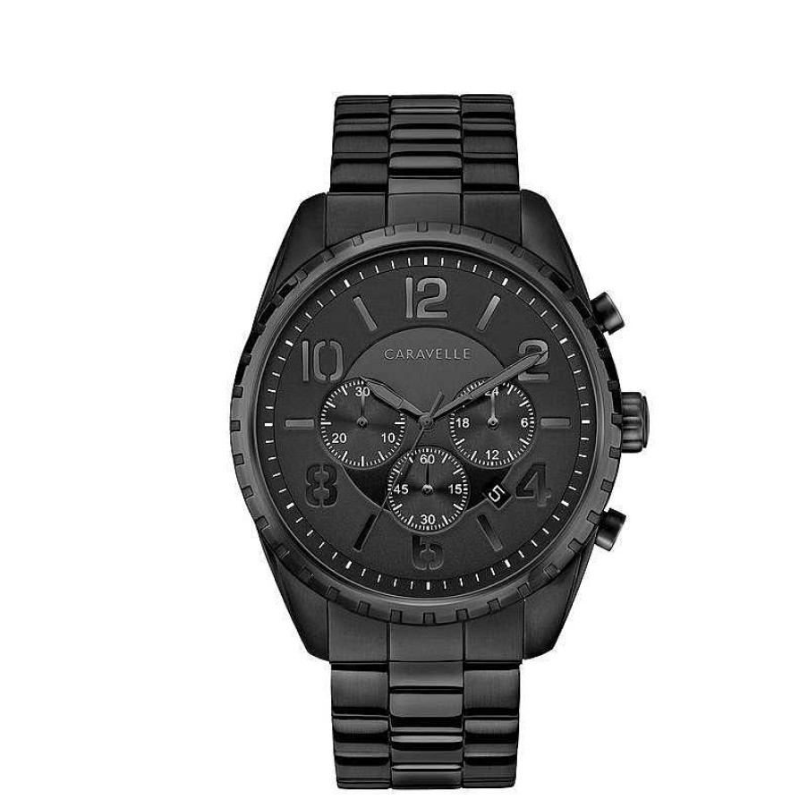 CARAVELLE Men'S Caravelle By Bulova Black Ip Chronograph Watch (Model: 45B150) Watches