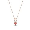 Zales 5.0Mm Heart-Shaped Garnet And Diamond Accent Ichthus Drop Pendant In 10K Rose Gold Necklaces