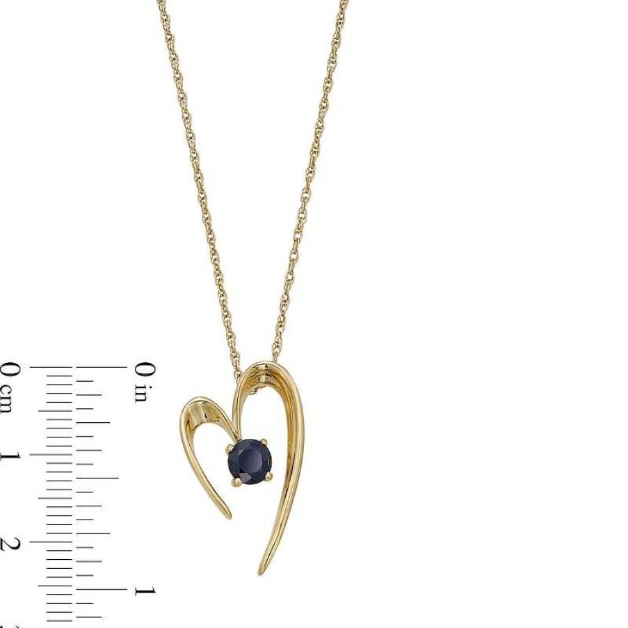 Zales 5.0Mm Blue Sapphire Solitaire Tilted Open Heart Pendant In 10K Gold Necklaces