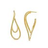 Zales 40.0 X 25.0Mm Multi-Finish Swirling Double Oval Hoop Earrings In 10K Gold Earrings