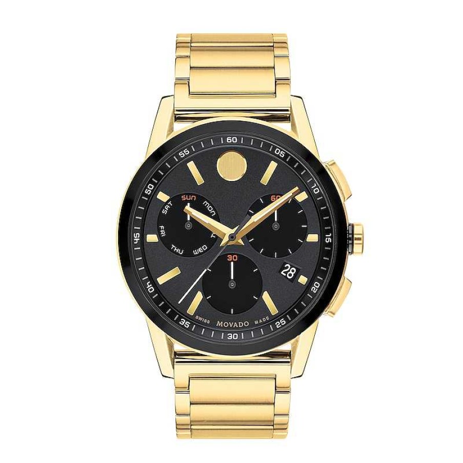 Movado Men'S Movado Museum Sport Gold-Tone Pvd Chronograph Watch With Black Dial (Model: 0607803) Watches