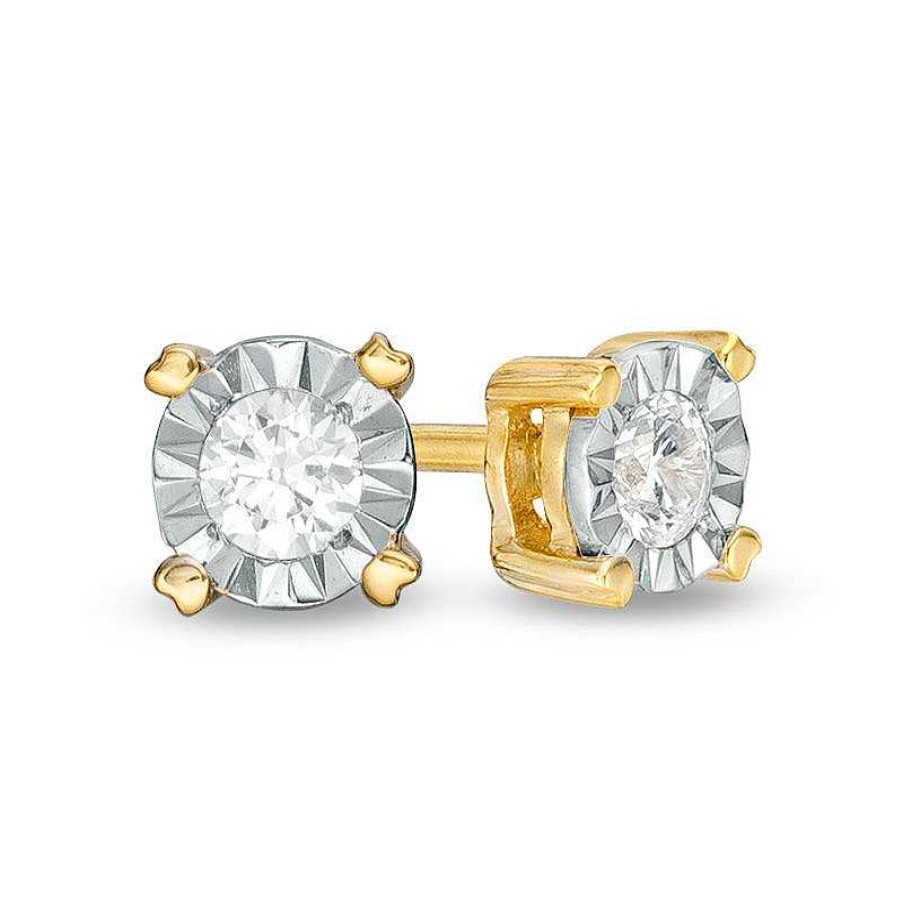 Zales 1/10 Ct. T.W. Diamond Solitaire Stud Earrings In 10K Gold Earrings