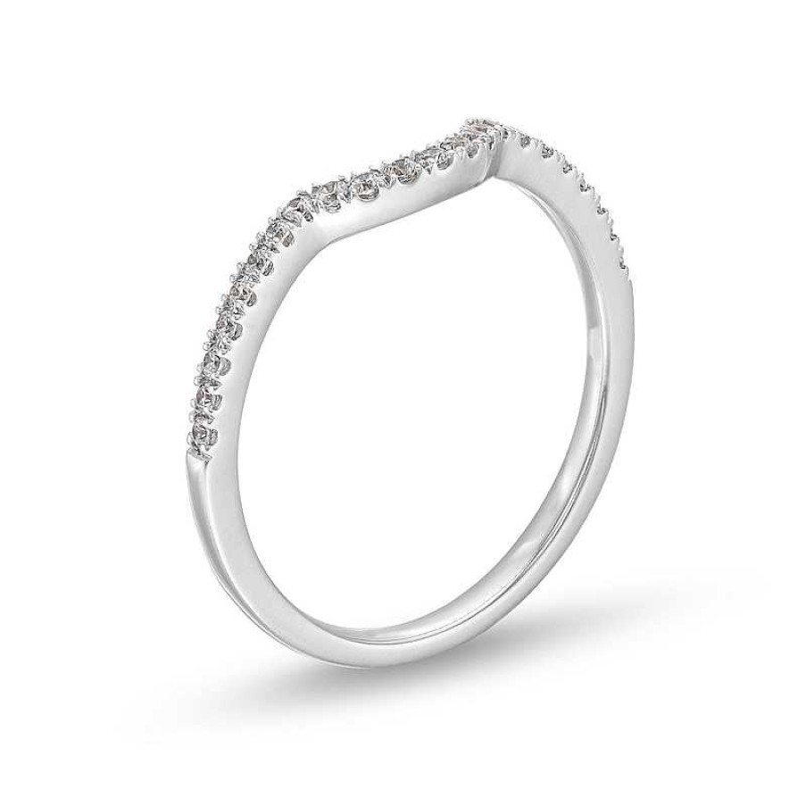 Zales 1/6 Ct. T.W. Diamond Contour Anniversary Band In 14K White Gold Rings