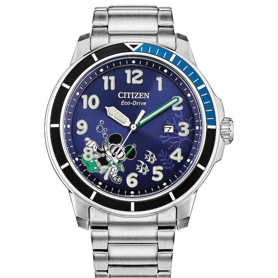 Citizen Citizen Eco-Drive® Mickey Mouse Water Sport Watch With Blue Dial (Model: Aw1529-81W) Watches