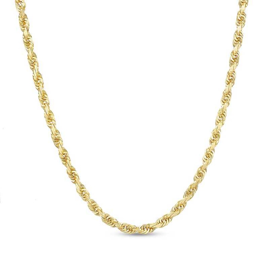 Zales Men'S 3.8Mm Diamond-Cut Glitter Rope Chain Necklace In Solid 10K Gold - 24" Necklaces