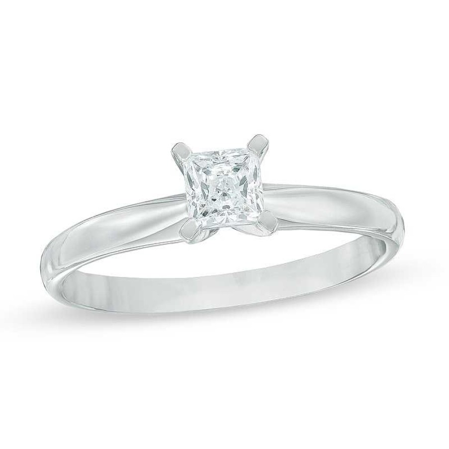 Zales 1/2 Ct. Princess-Cut Diamond Solitaire Engagement Ring In 14K White Gold (I/I2) Rings