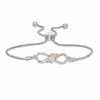 Zales 1/15 Ct. T.W. Diamond Infinity Sideways Bolo Bracelet In Sterling Silver And 10K Rose Gold - 9.5" Bracelets