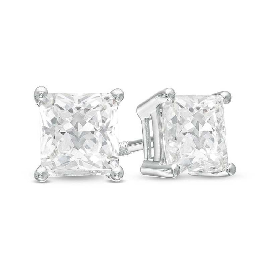 Zales 2 Ct. T.W. Princess-Cut Diamond Solitaire Stud Earrings In 14K White Gold Earrings