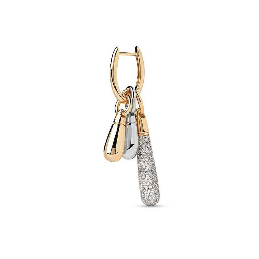 Zales Pdpaola At Zales Small Teardrop Dangle Single Hoop Earring In Sterling Silver With 18K Gold Plate Earrings