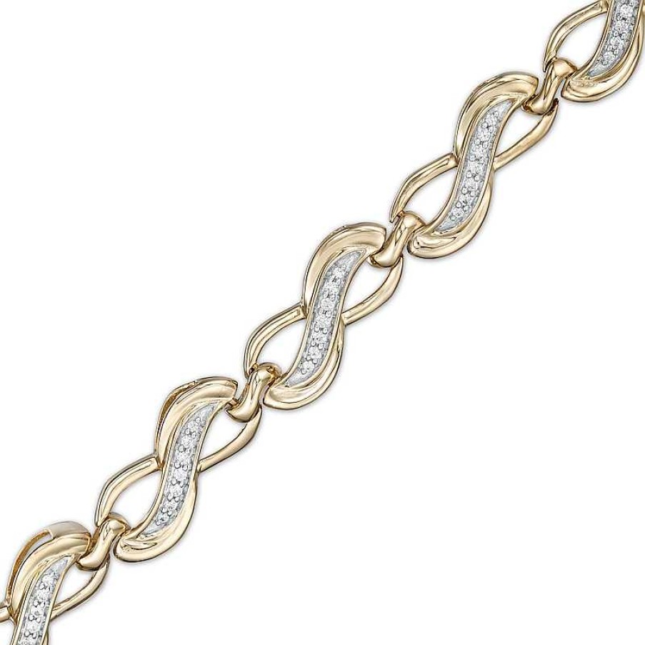 Zales 1/4 Ct. T.W. Diamond Infinity Link Bracelet In 10K Gold Bracelets