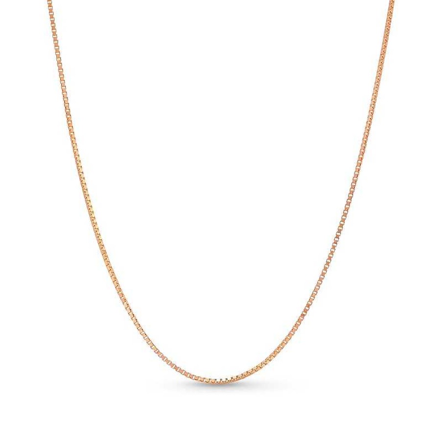 Zales 0.7Mm Box Chain Necklace In Solid 14K Rose Gold - 18" Necklaces