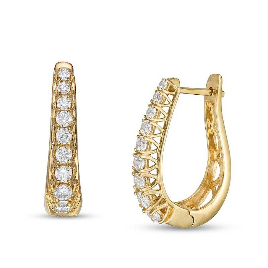 Zales 1 Ct. T.W. Diamond Graduated Hoop Earrings In 10K Gold Earrings