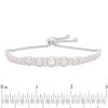 Zales 3.0 - 8.0Mm Cultured Freshwater Pearl And Lab-Created White Sapphire Graduated Bolo Bracelet In Sterling Silver - 9.0" Bracelets