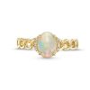 Zales Oval Opal And 1/20 Ct. T.W. Diamond Collar Curb Chain Shank Ring In 10K Gold Rings