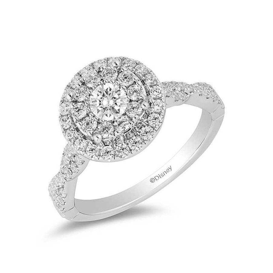 Zales Previously Owned - Enchanted Disney Belle 1 Ct. T.W. Diamond Double Frame Engagement Ring In 14K White Gold Rings