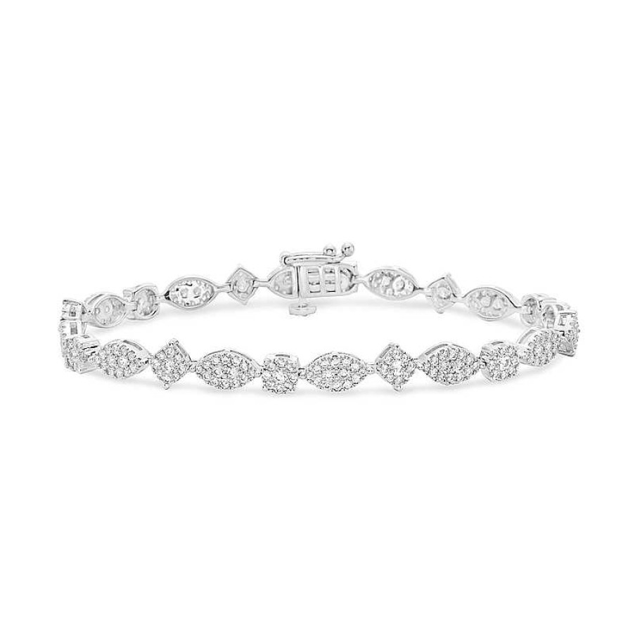 Zales 3 Ct. T.W. Multi-Diamond Alternating Shapes Bracelet In 10K White Gold Bracelets