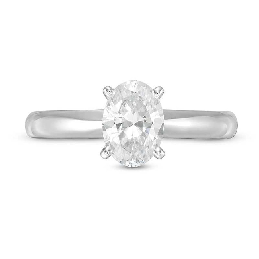 Zales 1 Ct. Certified Oval Lab-Created Diamond Solitaire Engagement Ring In 14K White Gold (F/Vs2) Rings