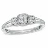 Zales Cherished Promise Collection 1/8 Ct. T.W. Diamond Three Stone Cluster Ring In Sterling Silver Rings