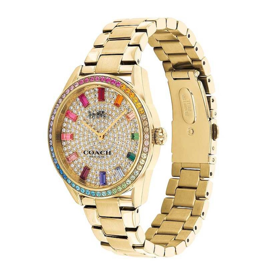 Coach Ladies' Coach Preston Multi-Color Crystal Accent Gold-Tone Ip Watch With Gold-Tone Dial (Model: 14503657) Watches