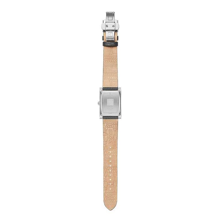 Bulova Men'S Bulova Frank Lloyd Wright Grey Leather Strap Watch With Rectangular Blue Dial (Model: 96A287) Watches